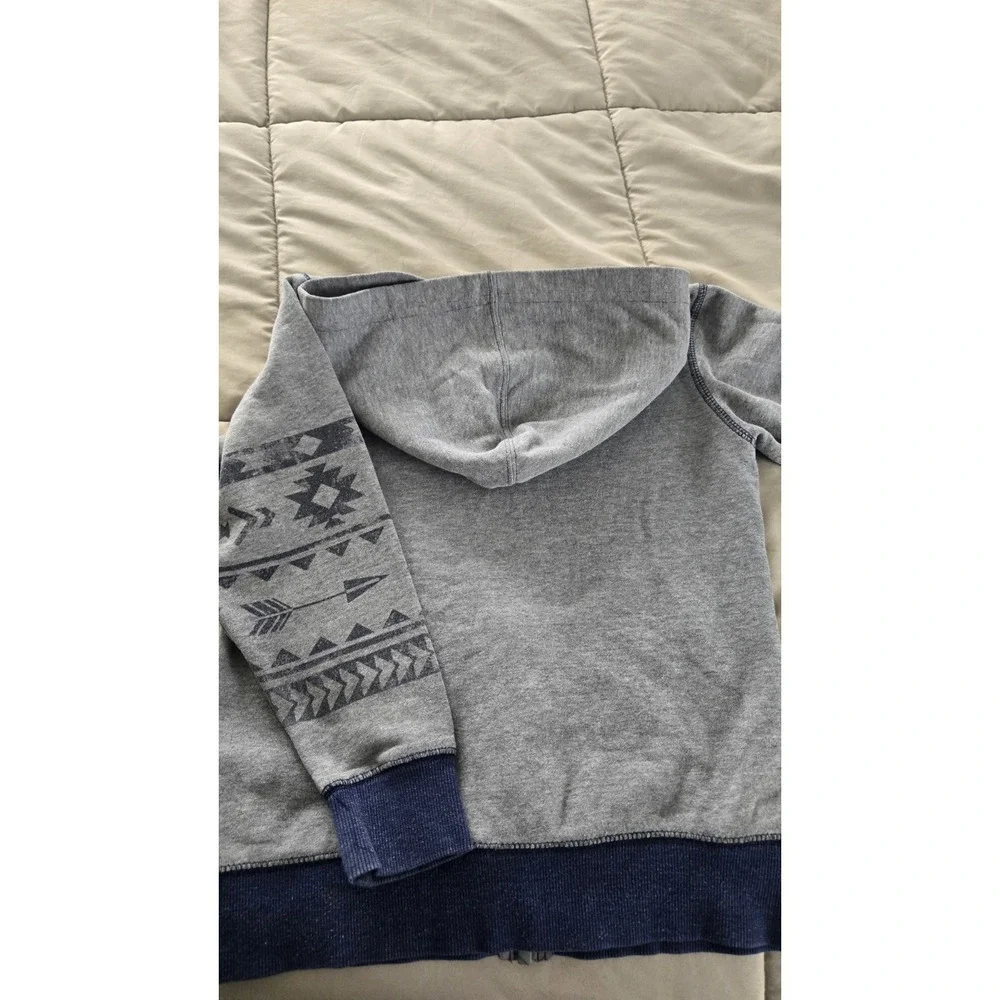 Arizona Jeans Boys Hoodie Size 8 Gray Aztec Zip Up Jacket Southwestern